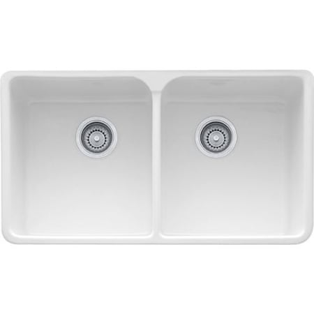 Franke Manor House 35 5/8" x 21 7/8" x 8 5/8" Apron Front Dual Bowl Fireclay Kitchen Sink White White